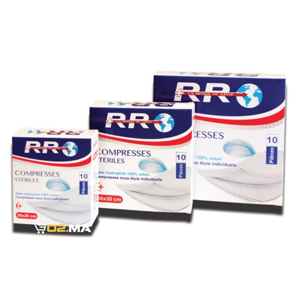 RR Compresses steriles 20*20cm/ 30*30cm/40*40cm 10 Unités